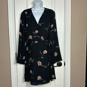 Lush Black Floral Mini Dress